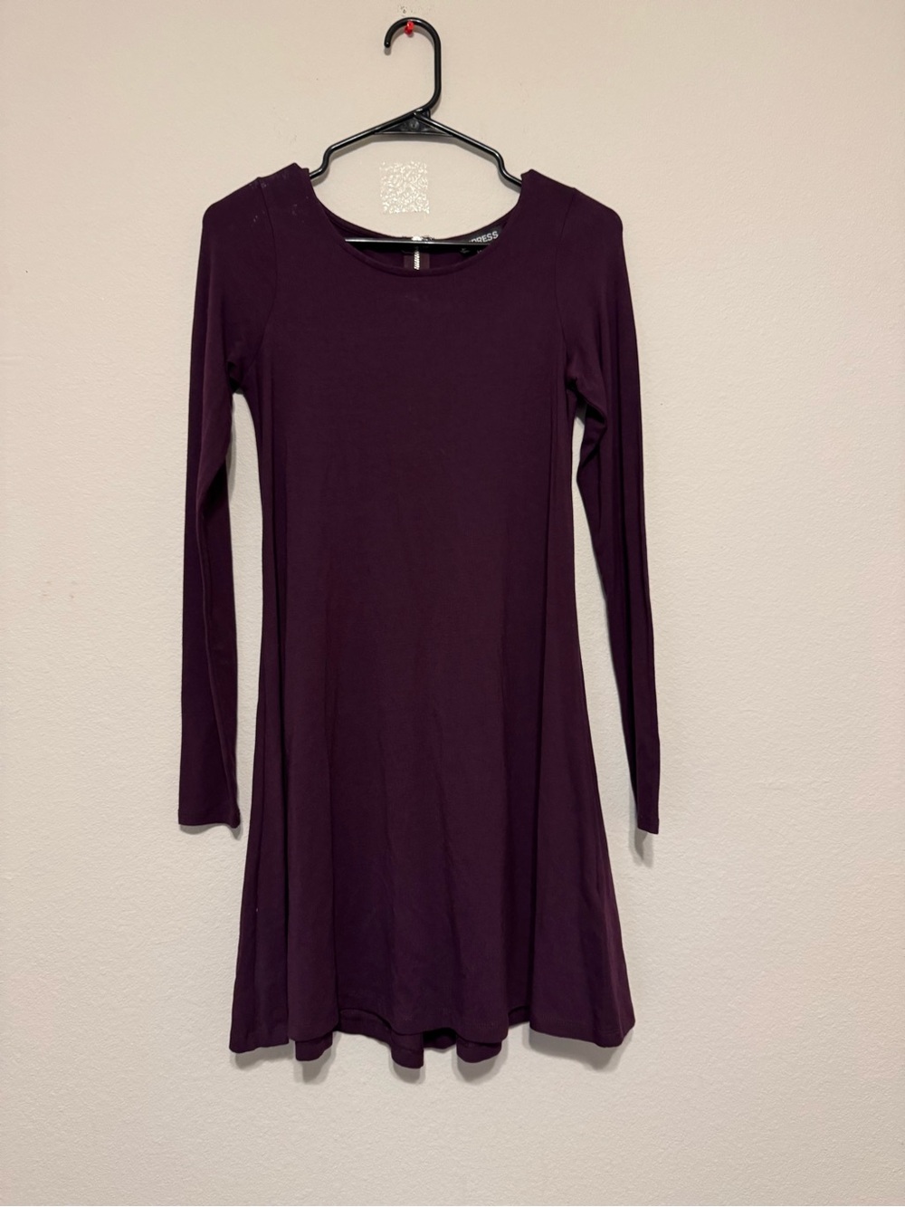 Express women’s Long Sleeve Plum Swing Dress - Deep Plum